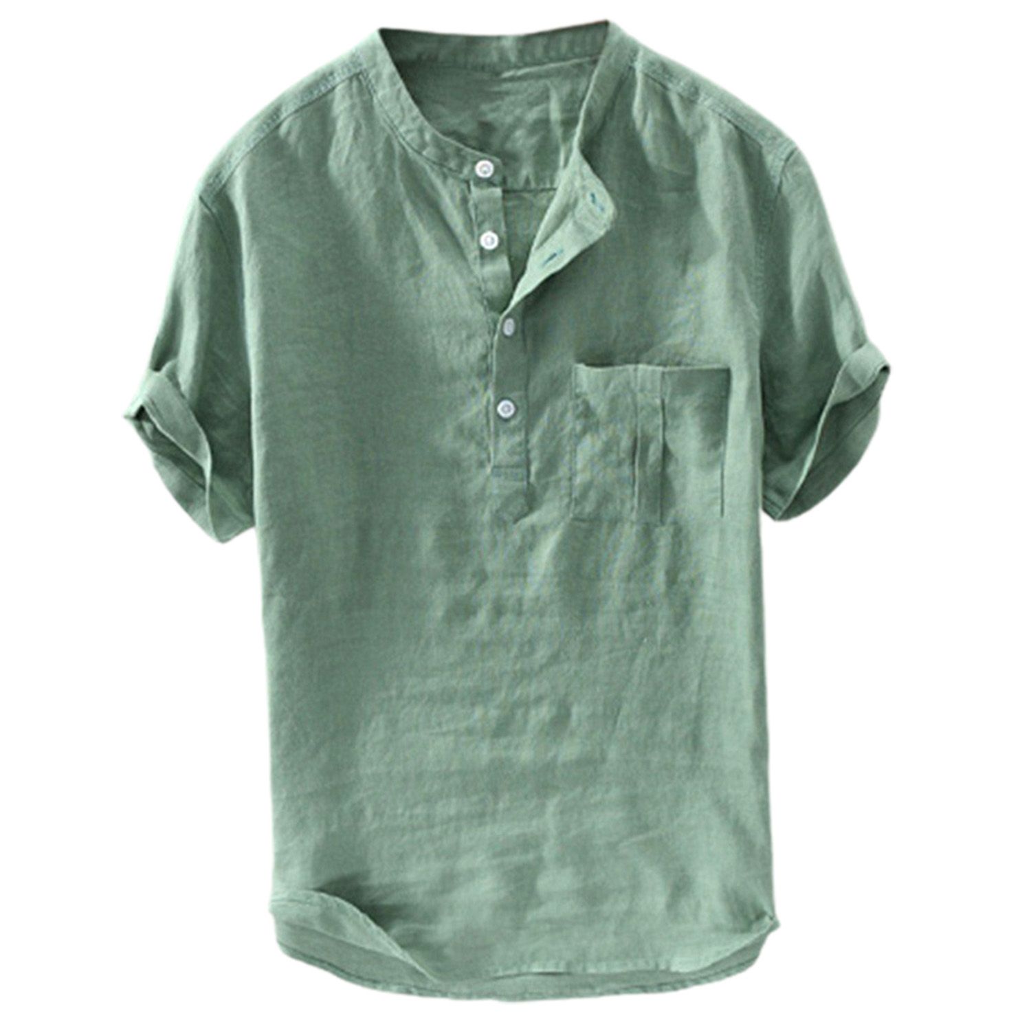 T-shirt Self-cultivation Skin-friendly Cotton Blend Slim-fit Chambray Shirt for Vacation
