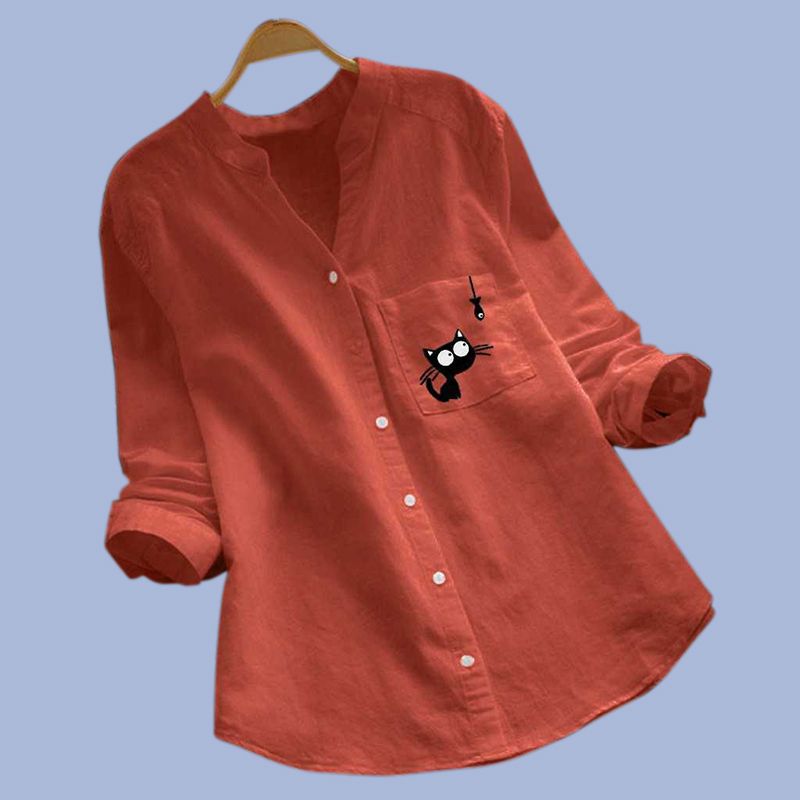 Orange Color Cat Screen Print Exclusive Kurti