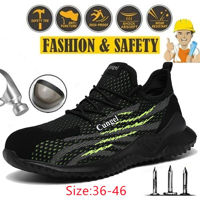 Men's Women's Breathable Steel Toe Cap Work Safety Shoes Outdoor Anti-slip Steel Puncture Proof Construction Safety Boots Shoes