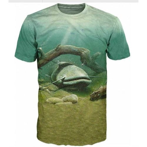 Men's Women's 3D Fish Pattern T-shirt Printing  Green Breathable Home Casual T-shirt Short Sleeve XXS-6XL Summer 2021