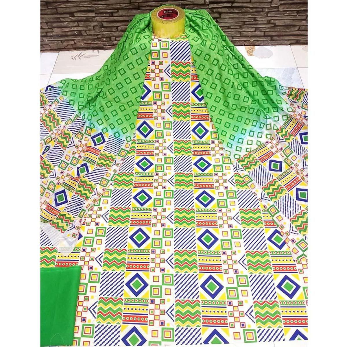 Unstitched Multicolor Cotton Salwar Kameez for Women
