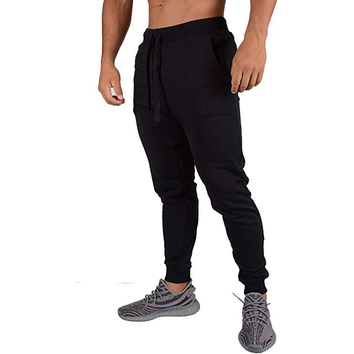 Slim-Fit Sweatpants / Joggers for Man - Deep Black - BW-5068