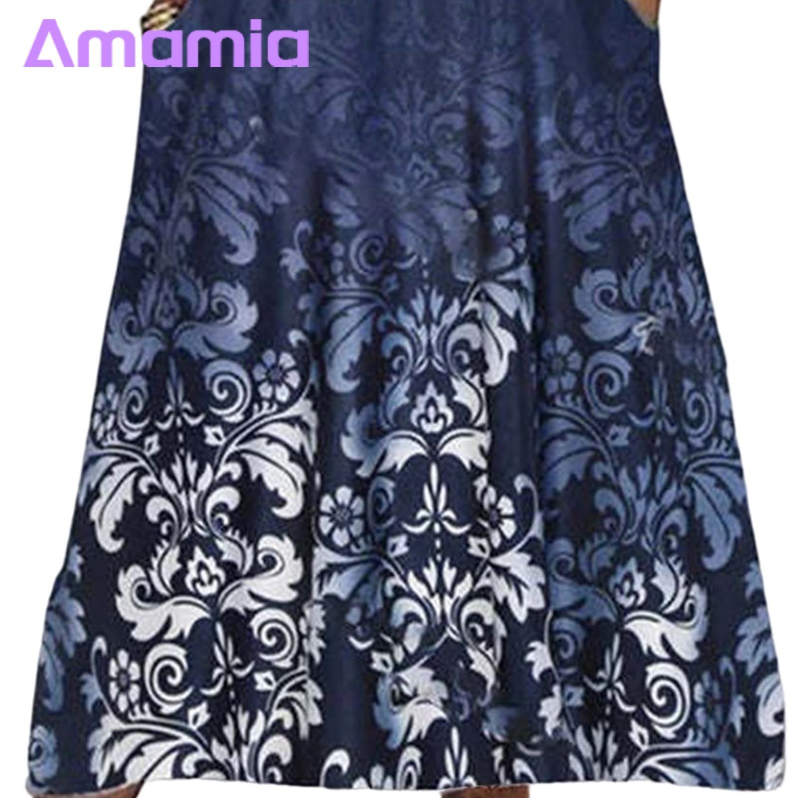 Amamia di Dress Three Quarter Sleeves Large Hem Flower Sundress