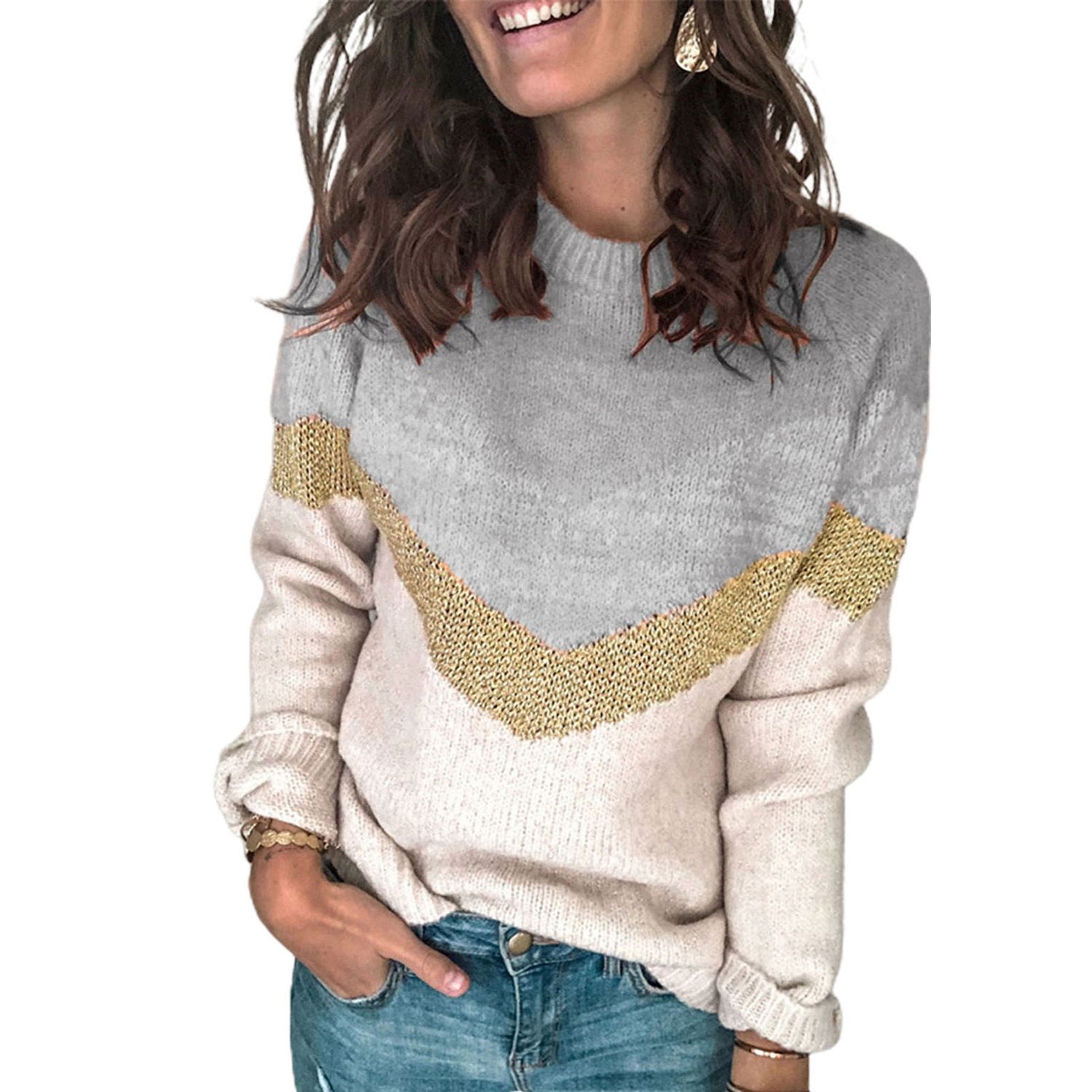 Knitted Pullover Long Sleeve Thickened Warm Women Sweater