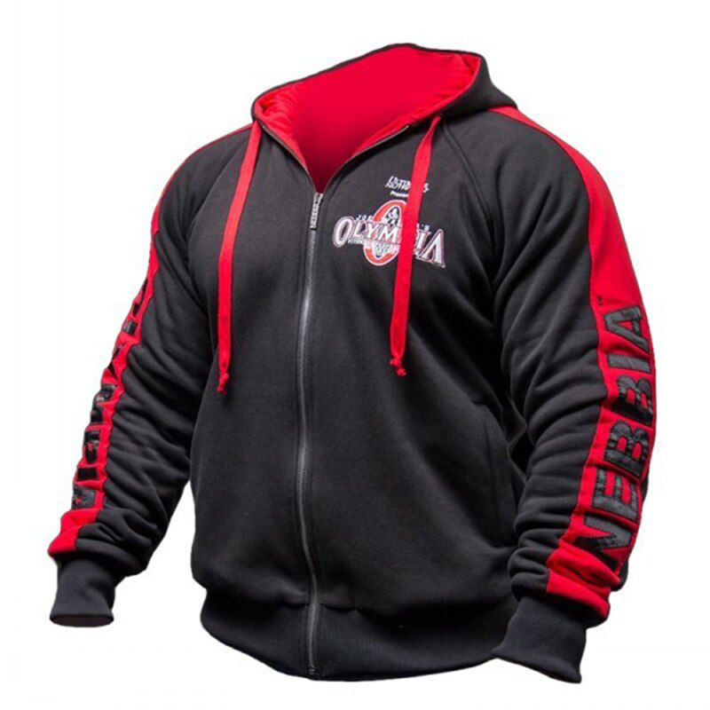 OLYMPIA Mens zipper Hoodies Fashion Casual male gyms fitness Bodybuilding cotton Sweatshirt sportswear Brand top coat