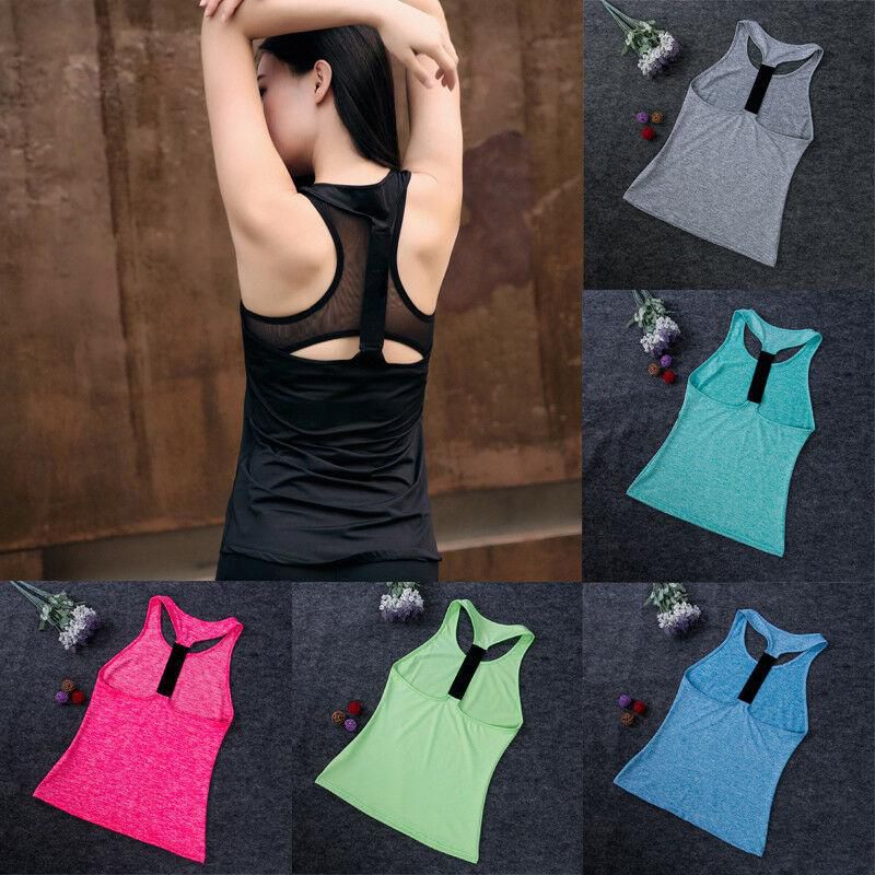 Women Plain Color Tank Top Sleeveless Yoga  Sports T-shirt