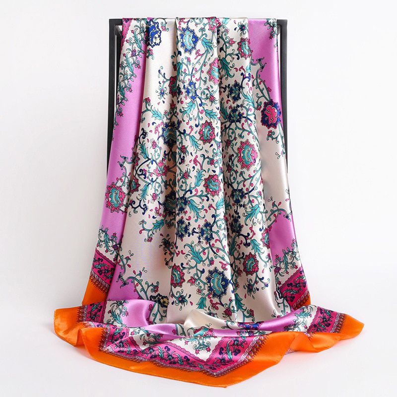 Women Silk Square Scarf Lady Bandana Head Wrap Shawl Satin Foulard Female Large Hijab Neckerchief Scarves Pashmina 2021 Headband
