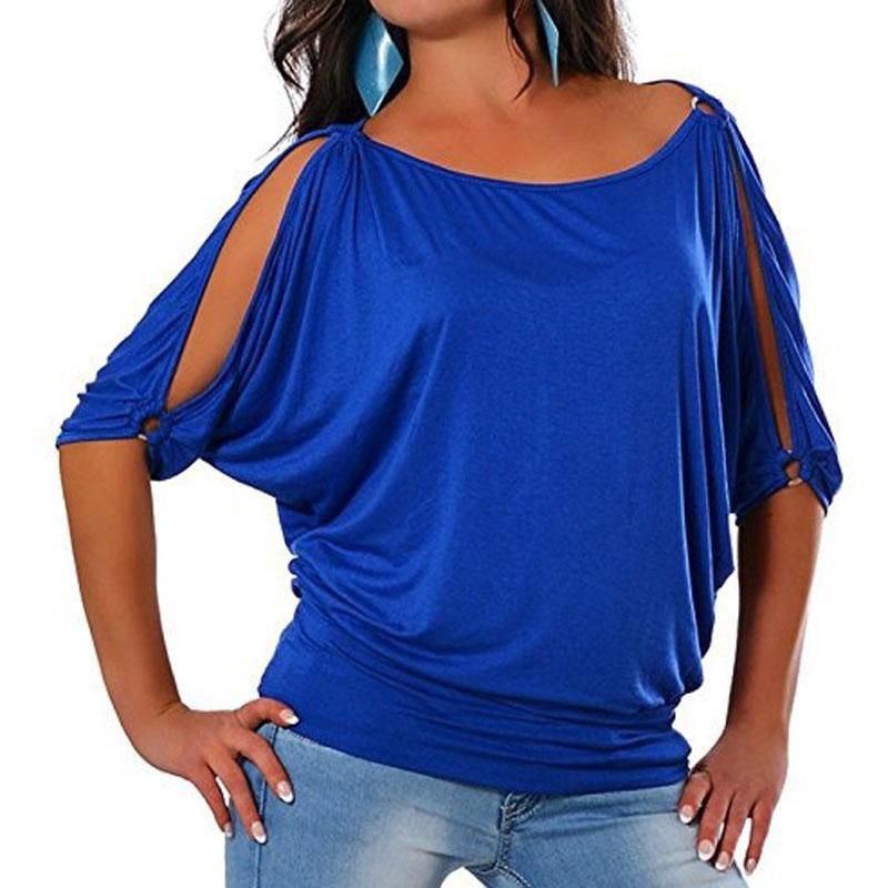 Off Shoulder Half Sleeve T-shirt 2021 Summer Women Fashion Casual Solid Color O-neck Loose Simple Tops Tee Shirt Plus Size S-5XL