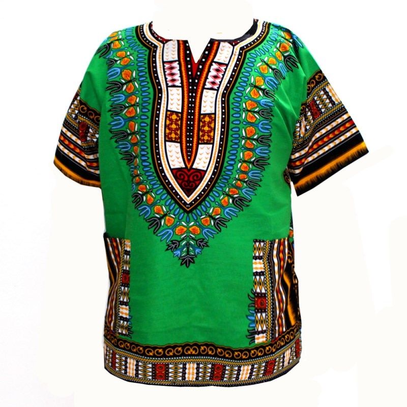 Fashion Design African Traditional Print 100% Cotton Dashiki T-shirt for uni