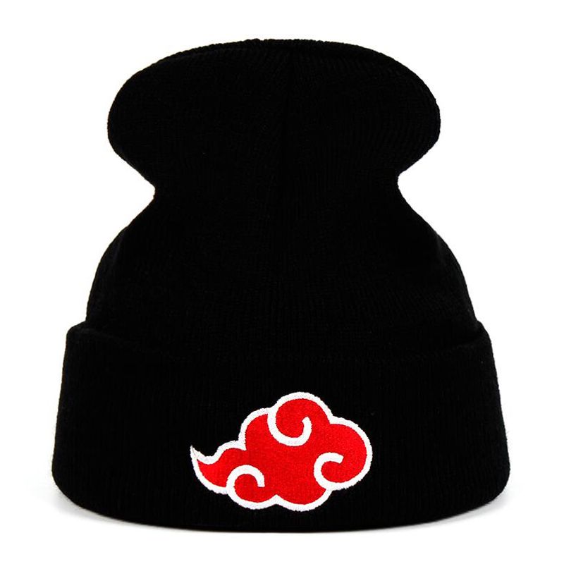 Akatsuki Logo Beanies Japanese Anime Winter Knitted Hats Embroidery Uchiha Warm Skullies Beanie Skiing Knit Hats Hip