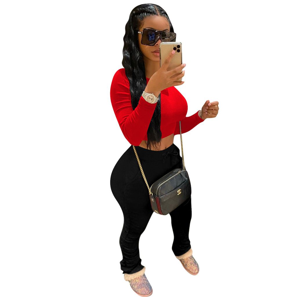 S-4XL Women Elastic Stacked Pants Leggings High Waist Flare Bell Bottom Ruched Stack Trousers Draped Jogger Pants Sweatpants