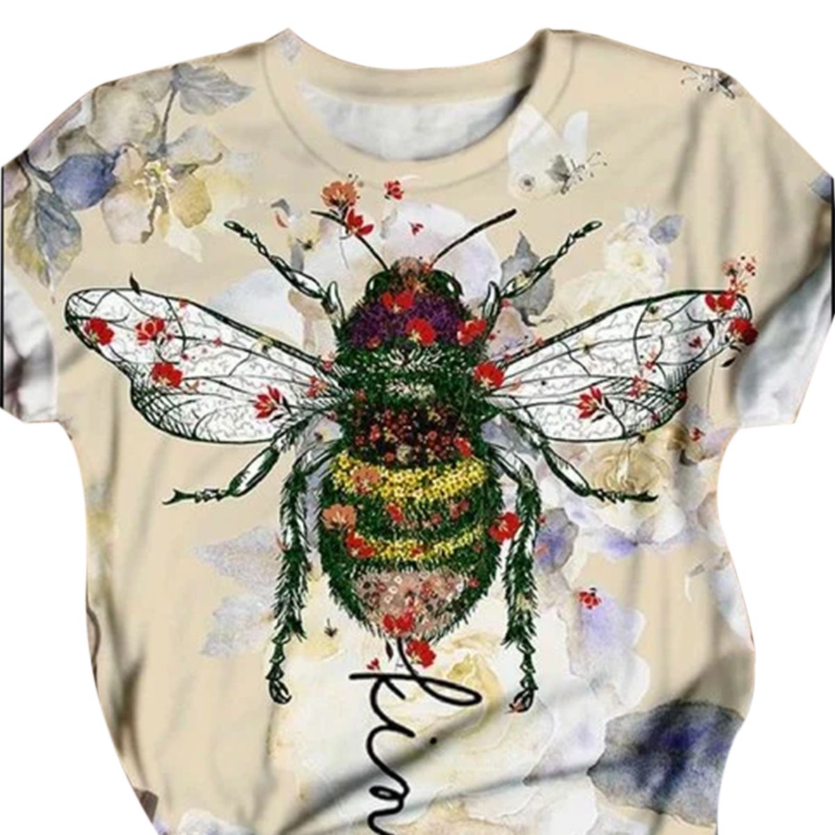 New T Shirt for Women, Vintage Cat Bee Graphic Short Sleeve Casual Colorful Tee Top for Summer