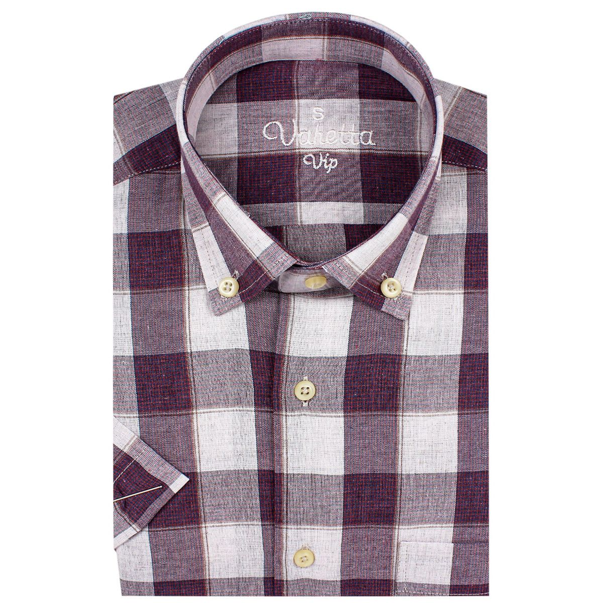 Full cotton men's shirts plaid short-sleeved Shirt casual blue brown  red shirts for men regular linen man shirts top new