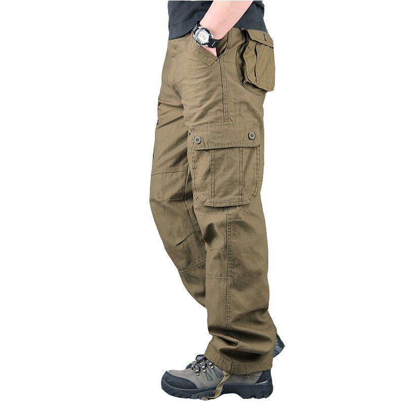 Spring Autumn Mens Cargo Pants Multi cket Khaki Trousers Casual  Cotton Pants Men Plus Size Pantalon Cargo Homme