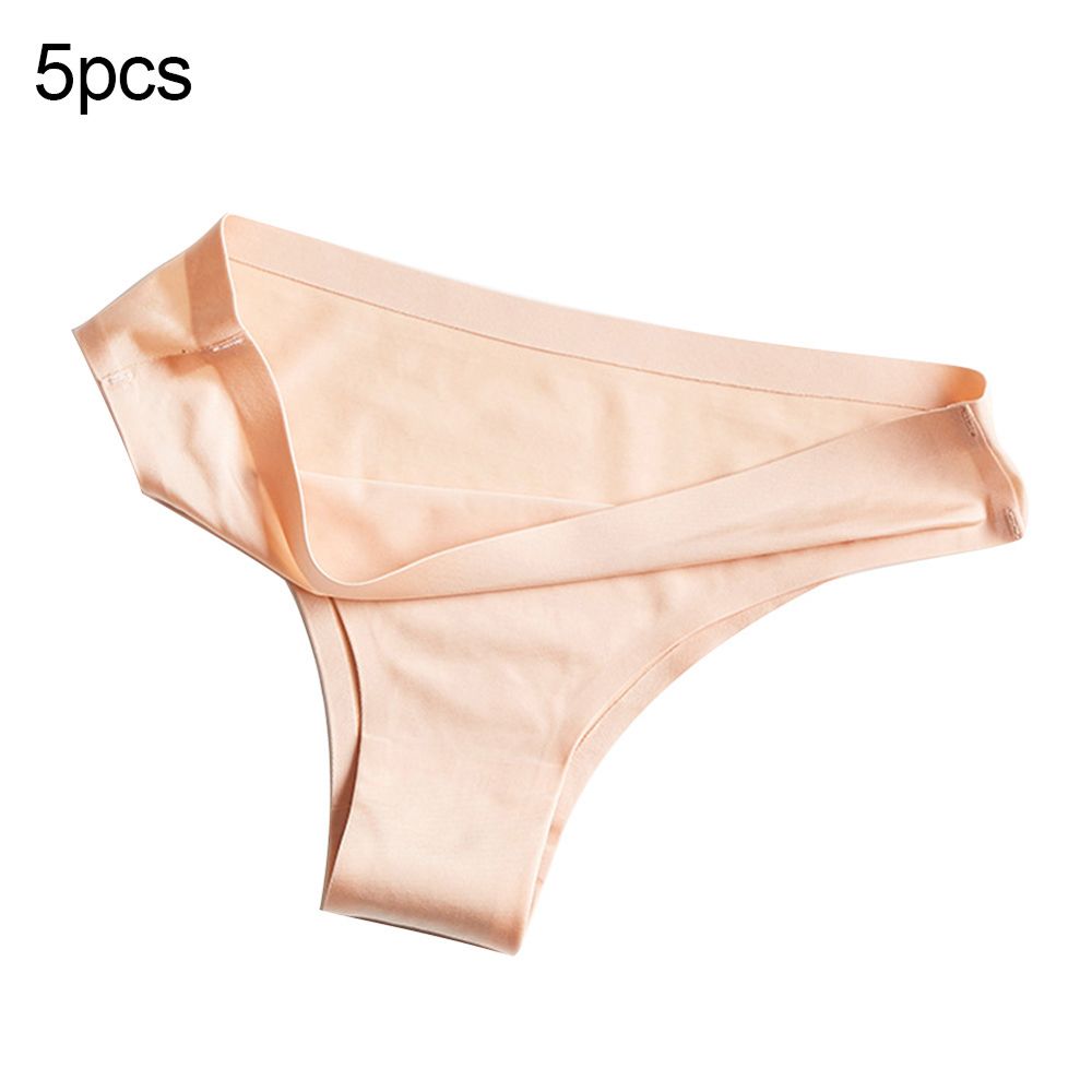 5Pcs Women Solid Color Low Waist Elastic Ultrathin G-String Seamless Thong