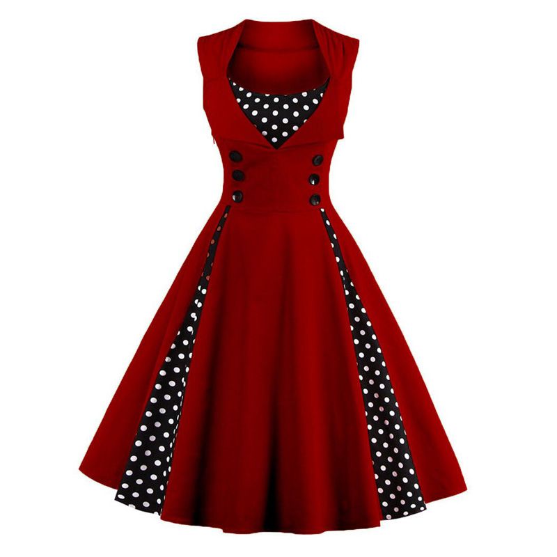 S-4XL Women Robe Retro Vintage Dress 50s 60s Rockabilly Dot Swing Pin Up Summer Party Dresses Elegant Tunic Vestidos Casual