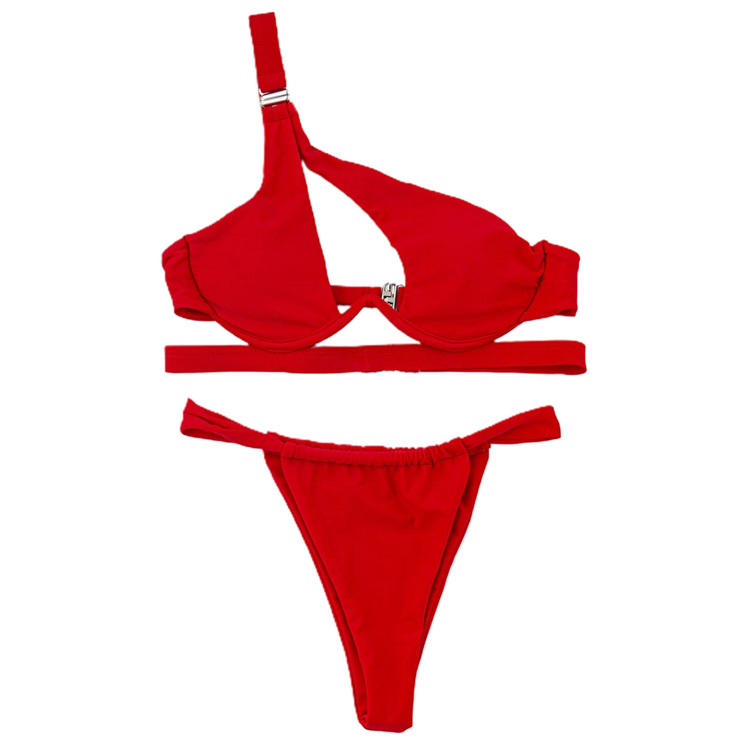 Women Style Solid Color Hollow Out Bikini Swimwear Push Up Bra G-string Briefs