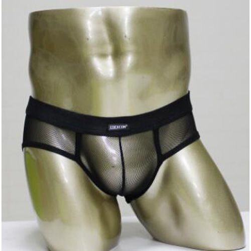 Cockcon Men Transparent Net Mesh  Briefs Bulge Underpants Fashion Low Waist Brief