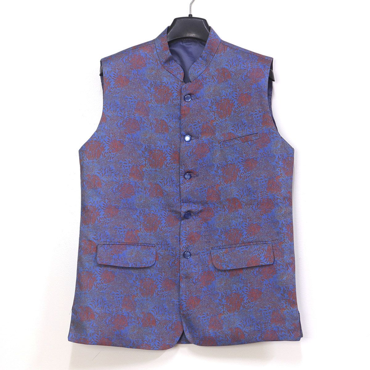 Printed  Maroon - Blue  Mixed Color Stylish Mens Coat Short Sleeve