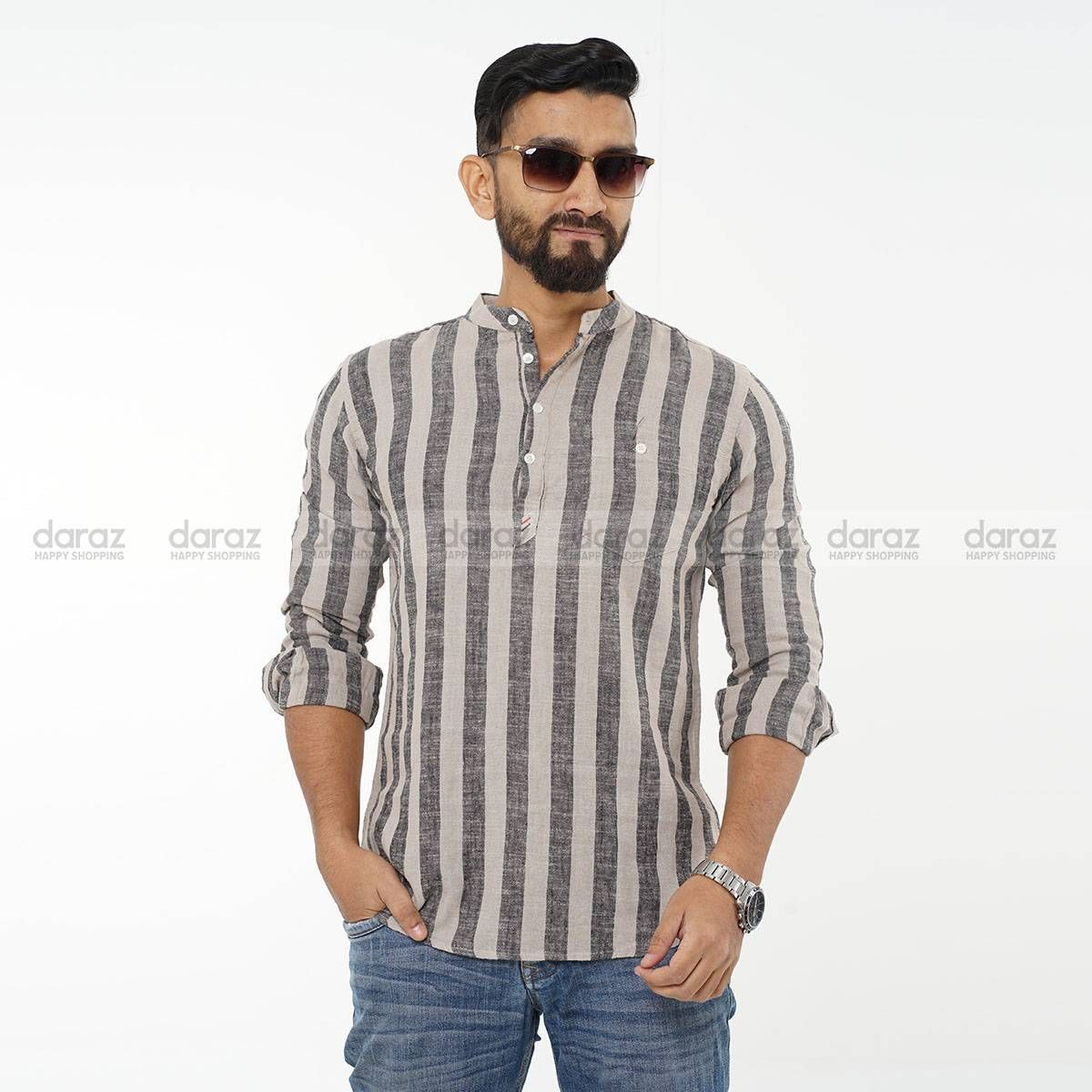 As-Black Color Full Sleeve Cotton Katua For Men Collection By Fine Tex Bd
