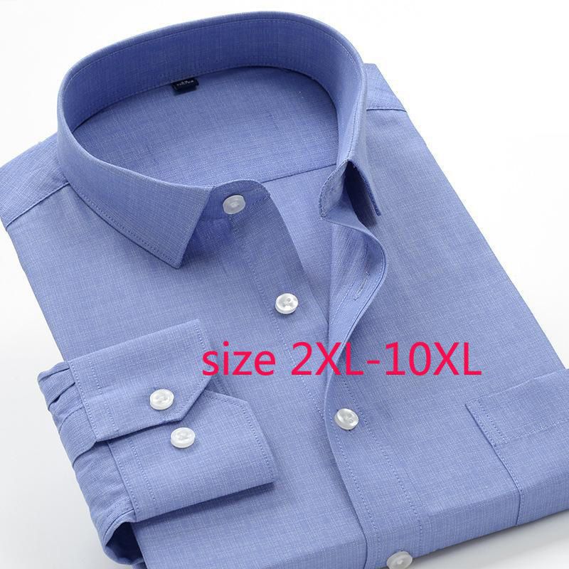 2019  Fashion Men Grey Extra Large Loose Formal Casual Shirts Men Shirt Long Sleeve Plus Size 2X-5XL6XL7XL8XL9XL10XL