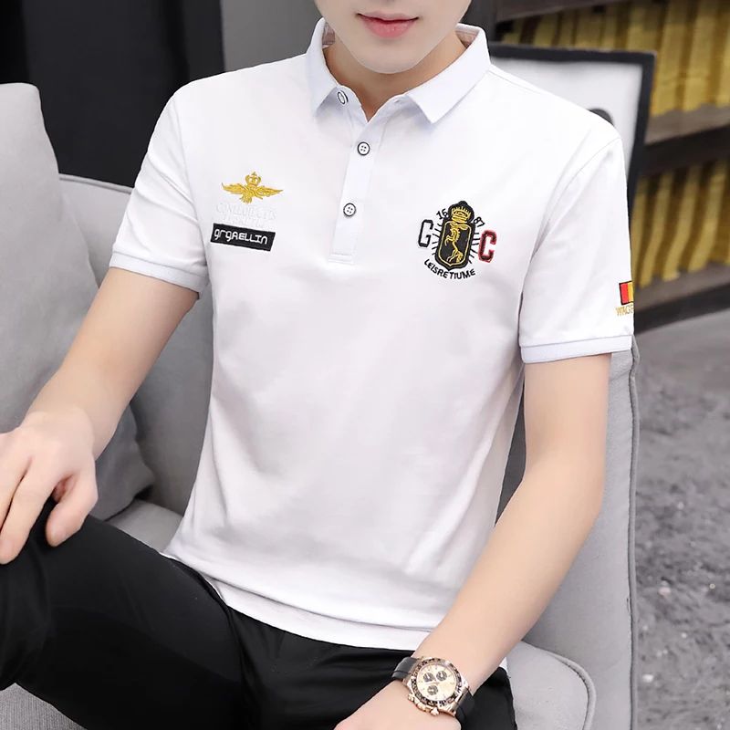 White Polo Cotton Short Sleeve T-Shirt for Men