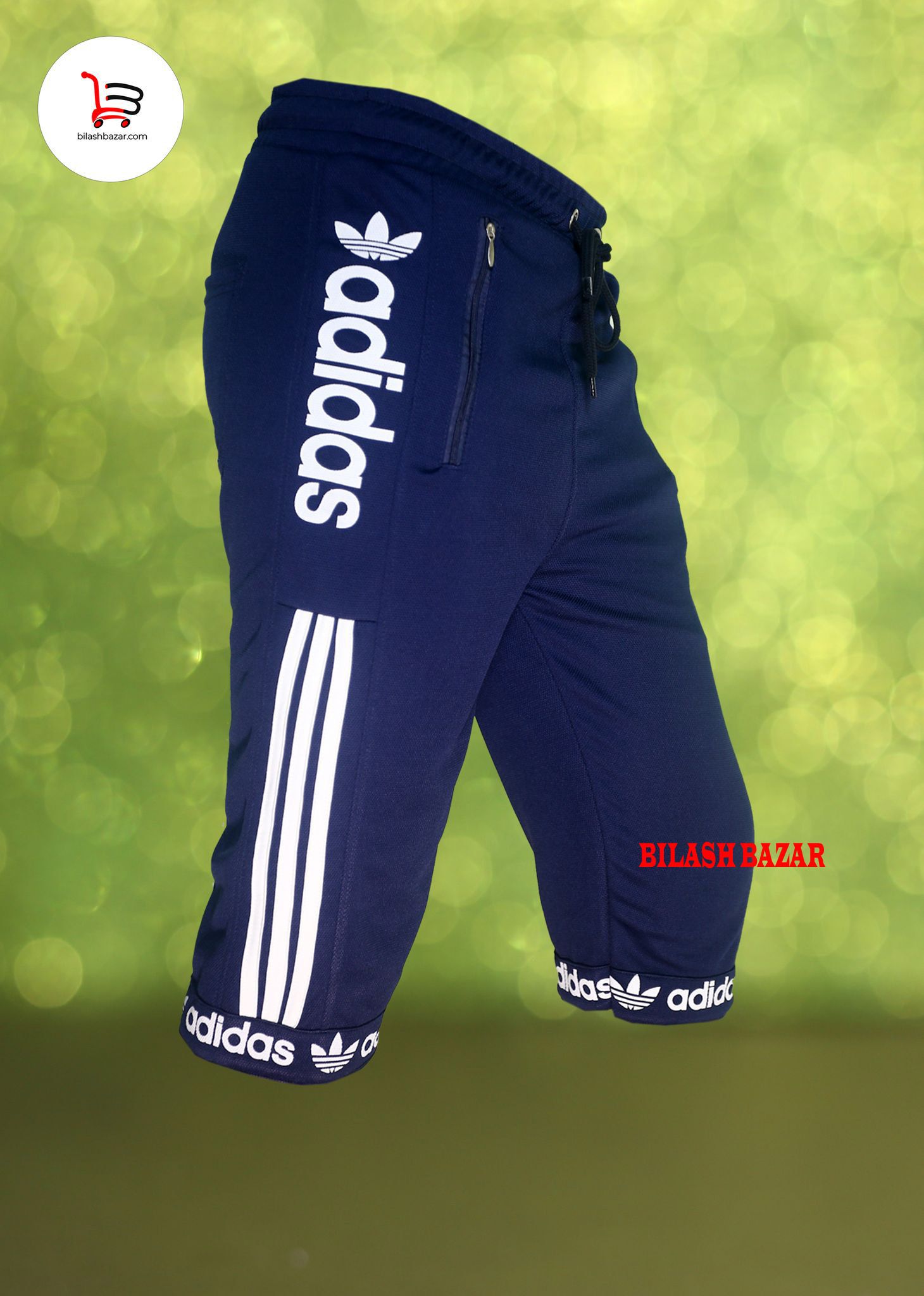 Stylish Navy Blue And White Color Comfortable Three Quarter Pant For Men