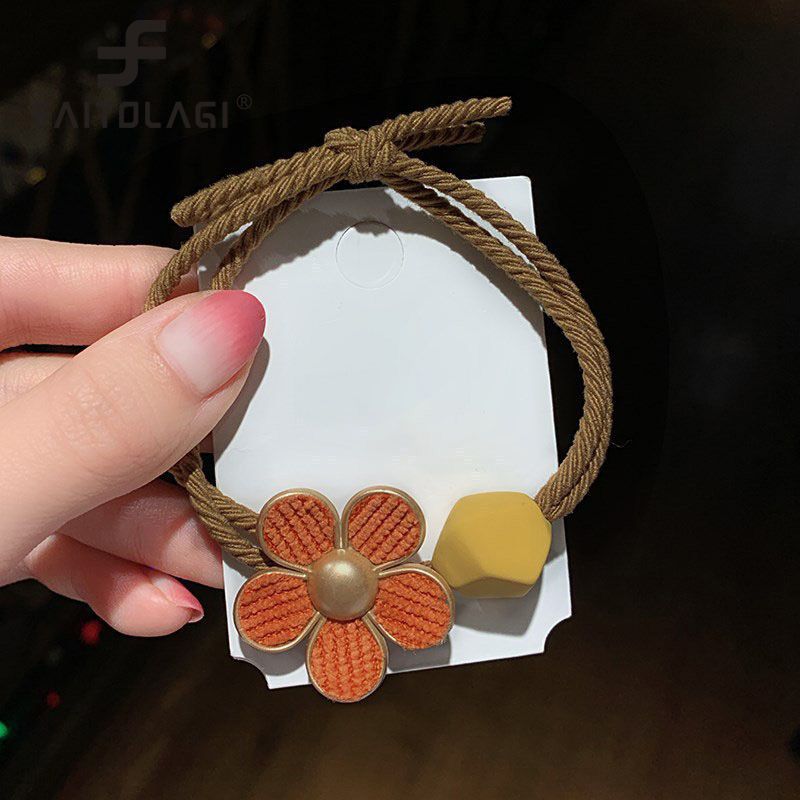 Metal Flowers Hair Rope Elastic Daily Decor Hair Bands Fashion Girls Headwear