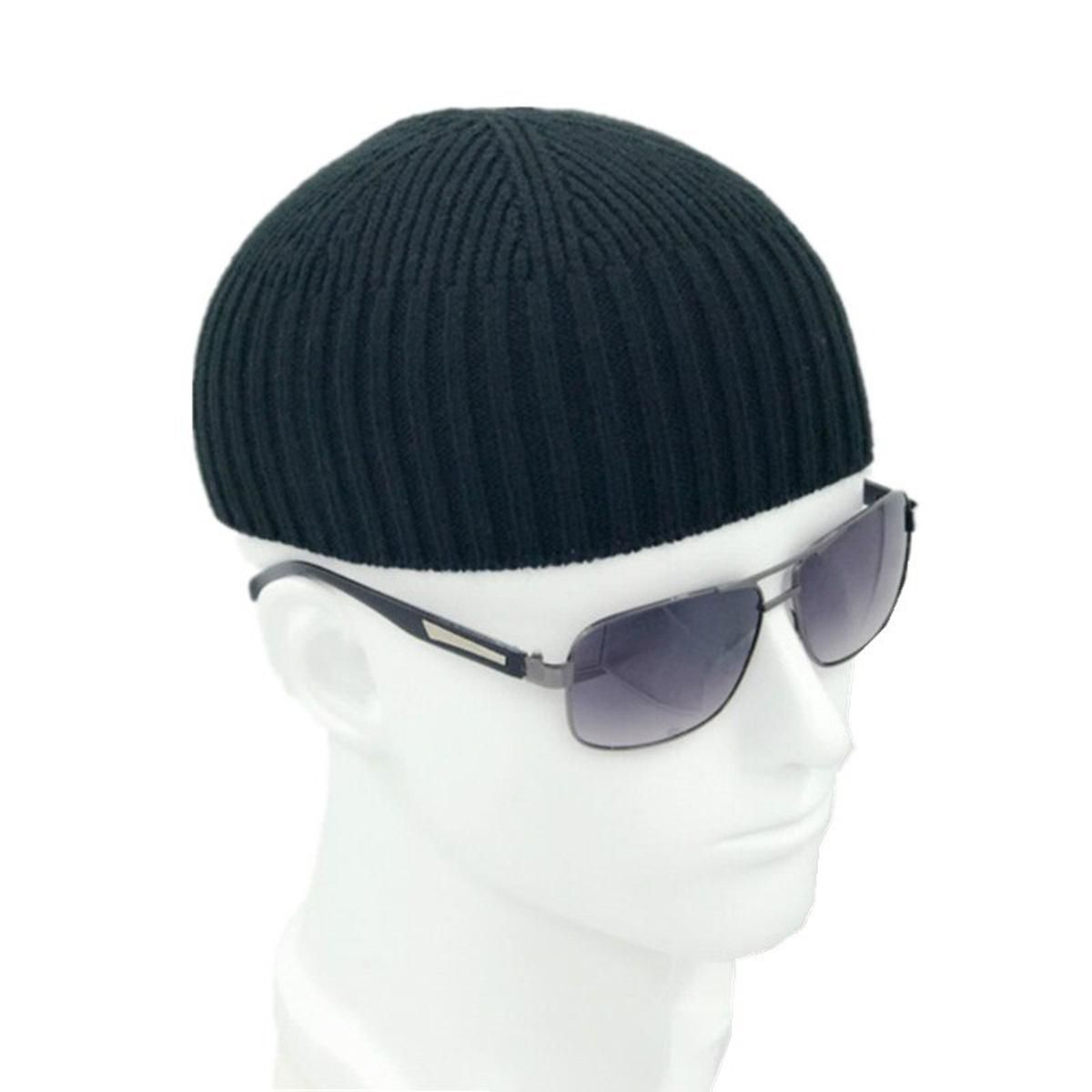 Men Knitted Hat Blend Beanie Skullcap Cap Brimless Hip Hop Hats Casual Black Navy Retro Vintage Fashion 904-897
