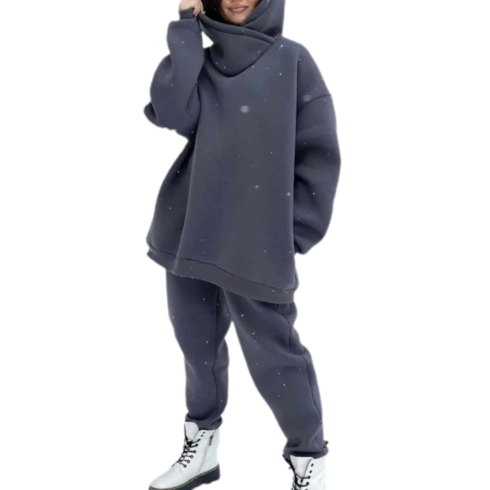 Sweatshirt Sweatpants Set Hooded Loose-fitting Sweatshirt Ankle Tied Sweatpants