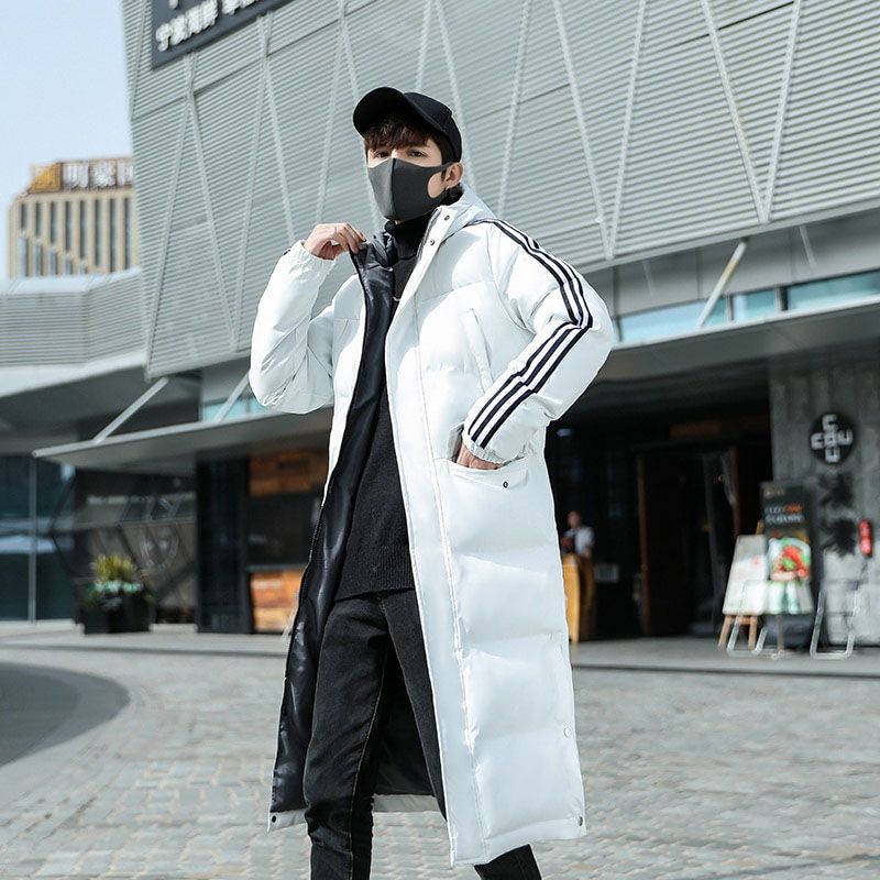 Down Cotton Padded Coat Men's X- Long Section Korean Style Loose Winter Blackt Jacket Parka Men Clothing Longline Puffer Jacket