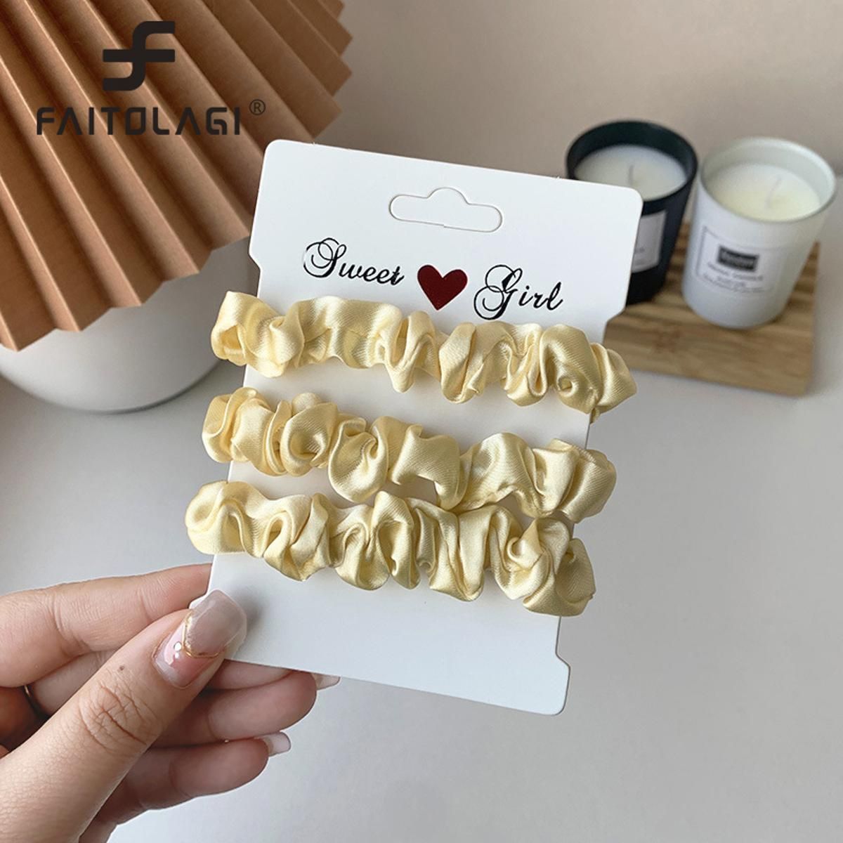 3Pcs Elastic Rubber Bands Girls Solid Color Hair Bands Gum Rope Ring Set Women Ponytail Holder Scrunchies Hair Ties Accessories