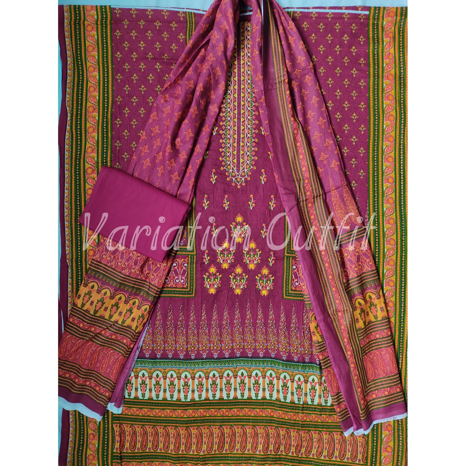 Binaz digital luxury printed embroidery 3pc For Women.