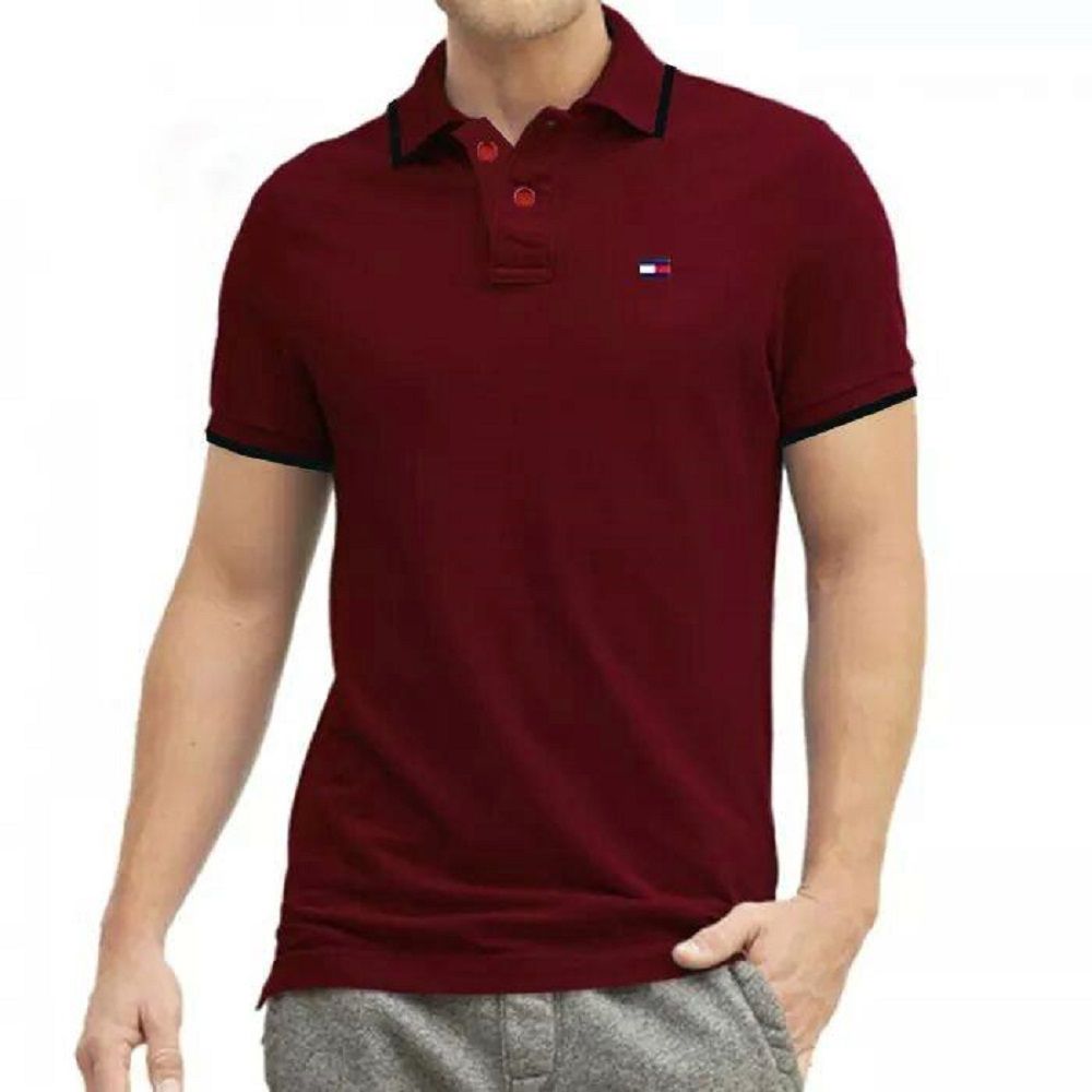 Maroon Cotton Polo T-Shirt For Men - Polo T Shirt For Men - Polo T Shirt