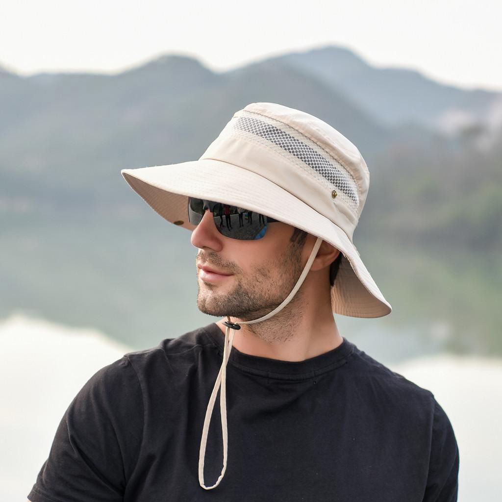 2019 Summer Outdoor Sun Hat Protection Bucket Mesh Boonie Hat Solid Fishing Cap