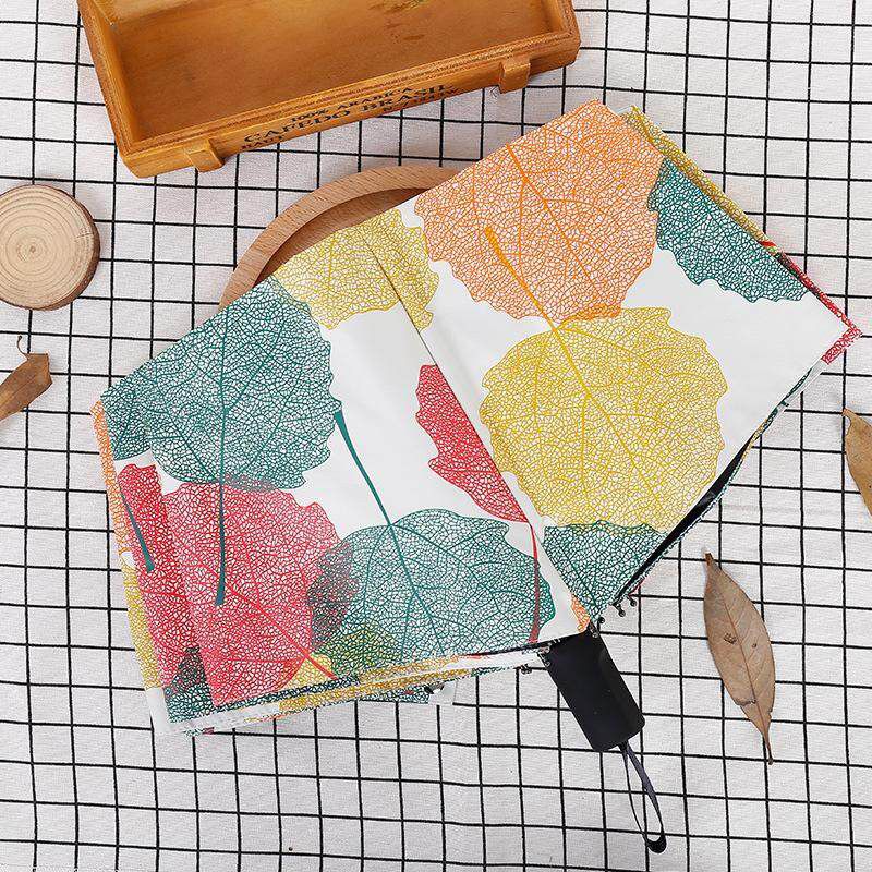 Panda Online Women Girls Portable Triple Folding Leaf Outdoor Anti UV Sun Rain Umbrella
