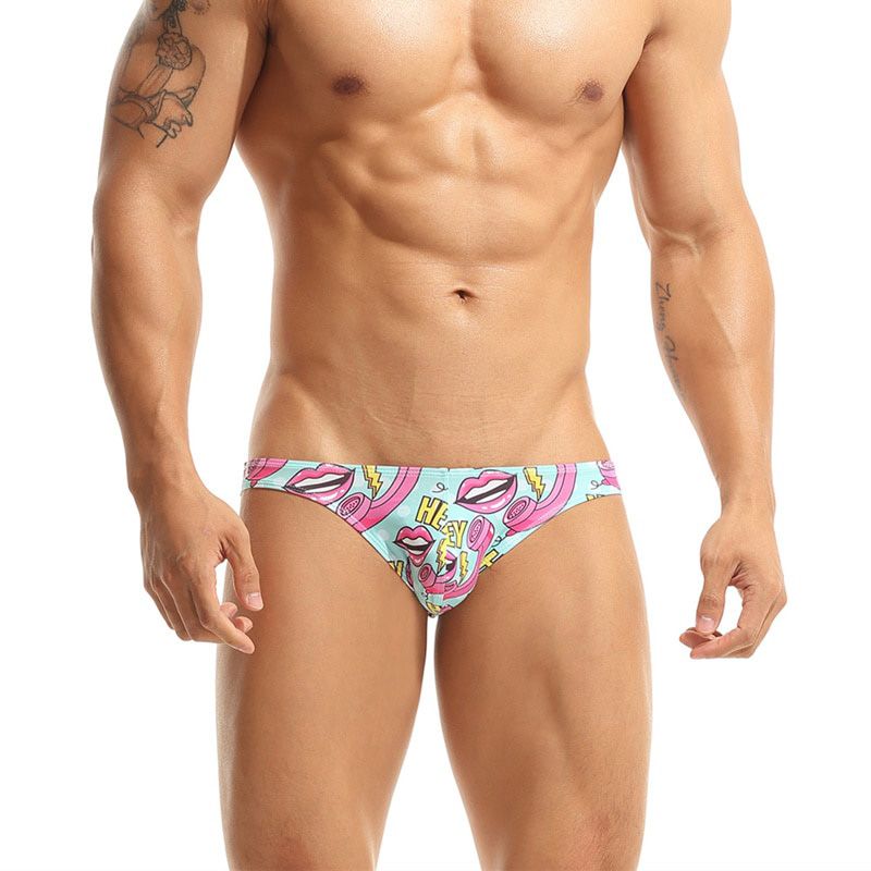 SEOBEAN  New Men's Printed Briefs Fashion Sexy Low-waist  Men Cute Multicolor Tight Briefs For Man