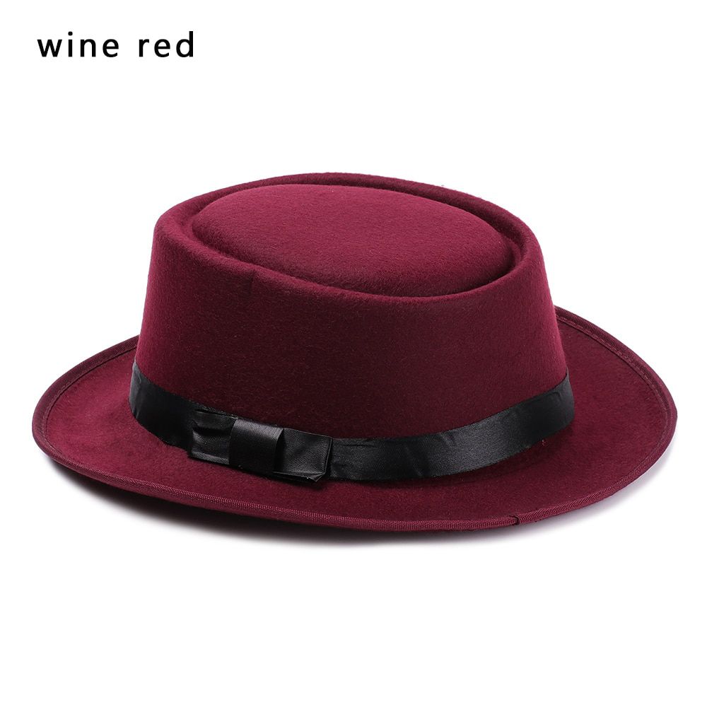 Brand New Wool Boater Flat Top Hat Fedora Hat Wide Brim Flat Top Jazz Cap Panama Winter Autumn Women Men Cowboy Hat