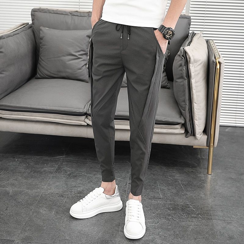 Korean Summer Pants Men Fashion Design Slim Fit Men Harem Pants Ankle Length Solid All Match Hip Hop Joggers Trousers Men