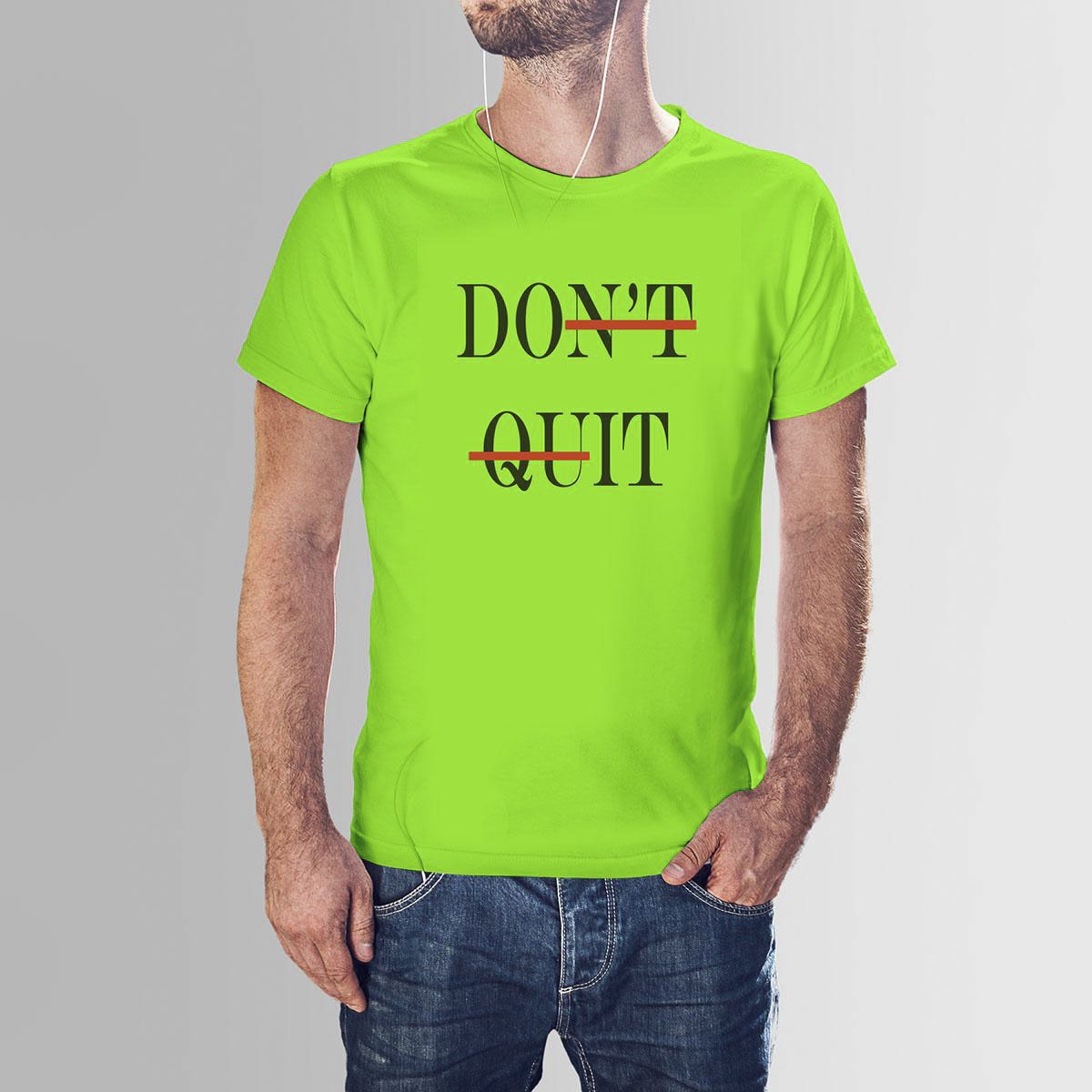 Lime Cotton Don’t Quit HNH  T-shirt For Men