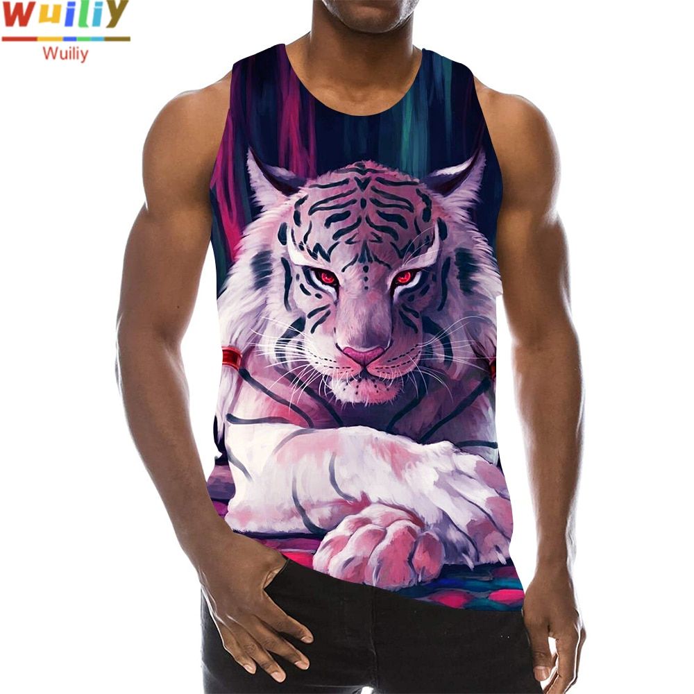 Men's s Graphic Sleeveless 3D Top Holiday Tees Beast TaTops Gym Boys Streetwear Novelty Vest