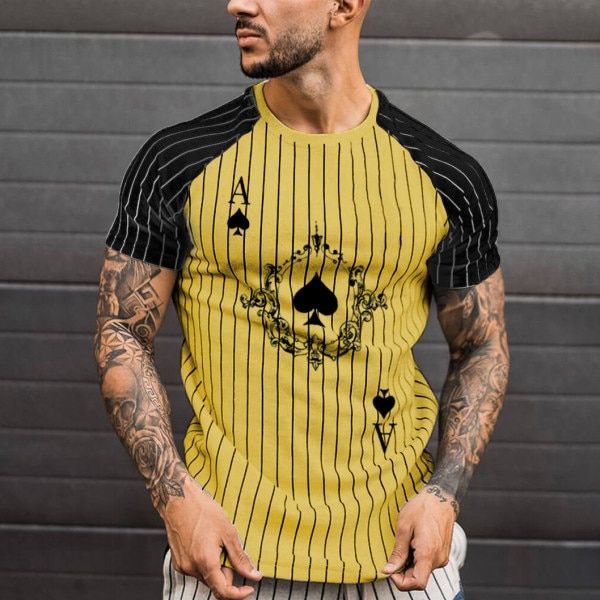 Summer Men's T-shirt Summer Men's Street Style Round Neck Shirt Fashion  Print Short Sleeve Zebra Stripe Printed Top