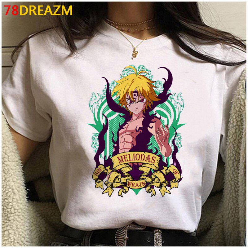 Japanese Manga Seven Deadly Sins T Shirt Men Kawaii Cartoon Nanatsu No Taizai Meliodas Graphic Tees Summer Top Anime Tshirt Male