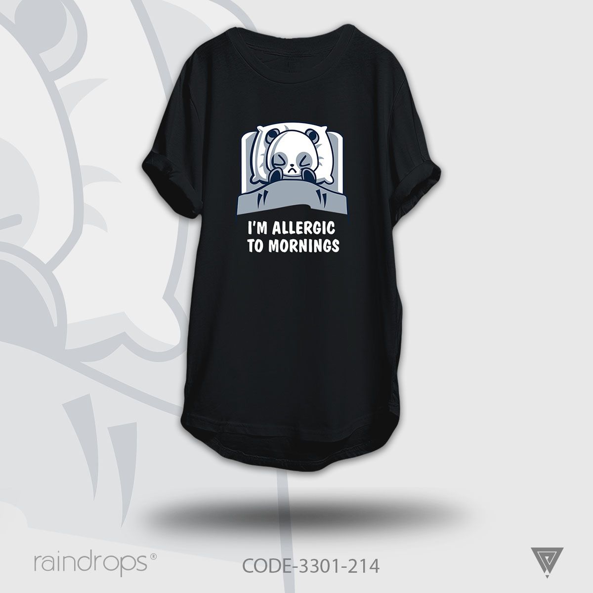 Raindrops Premium T-shirt I Am Allergic To Morning Designed Half Sleeve Black T-shirt For Woman