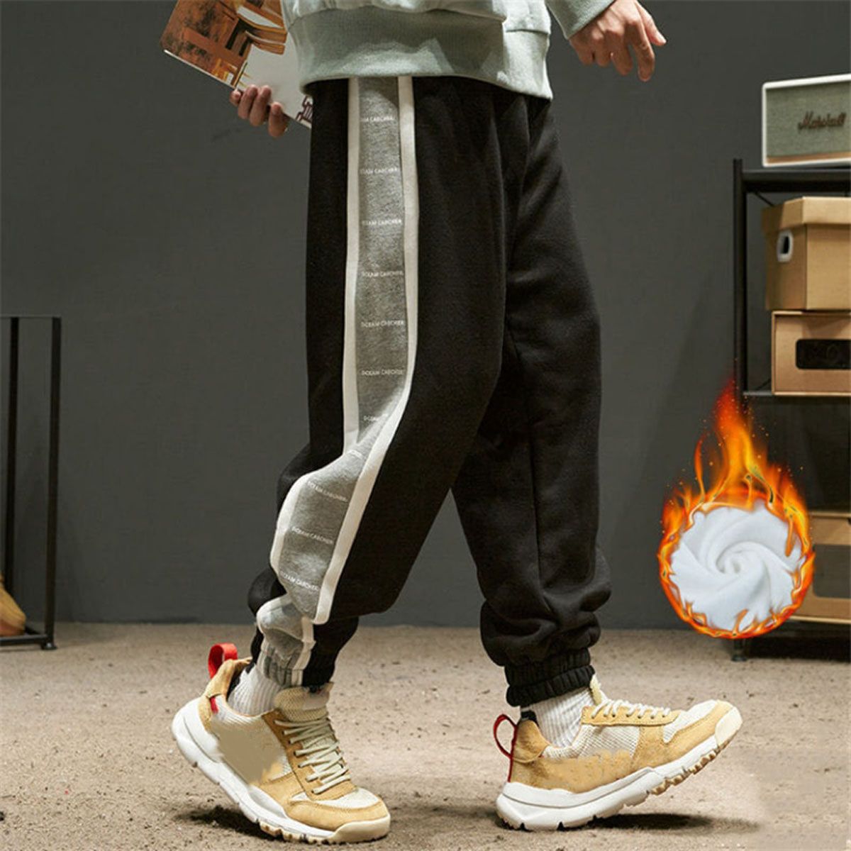 Loose Jogger Pants Men Style Autumn Winter Elastic Waist Trendy Casual Outdoor Sweatpants Trousers Pantalons Hommes