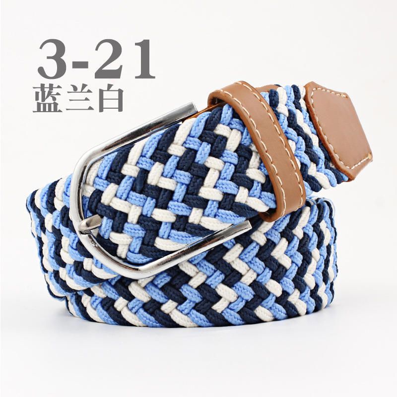 Fashion 23 Colors Men Woman Wide Canvas Plain Webbing Metal Woven Stretch Waist Belts For Women Jeans Elastic Belt Strap N071