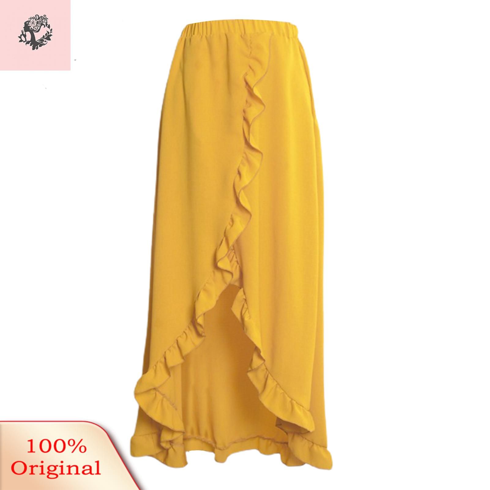 Party Skirt Solid Color Belted Long Skirt
