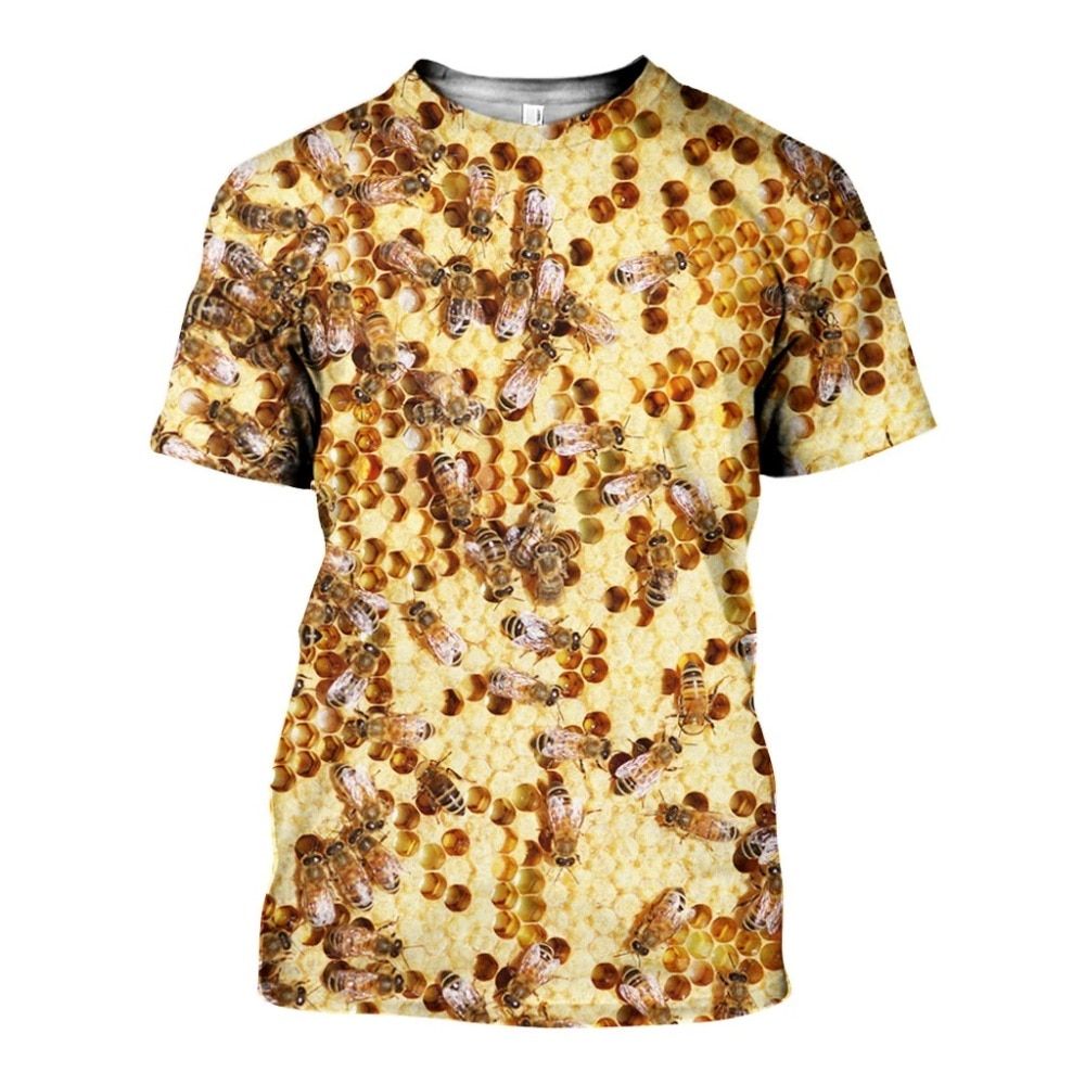 Funny Ms. Bee 3D Print Summer Men's T-Shirt Personality Street Round Neck Short Sleeve Uni  Hop Tops Tee Male T Shirt 6XL