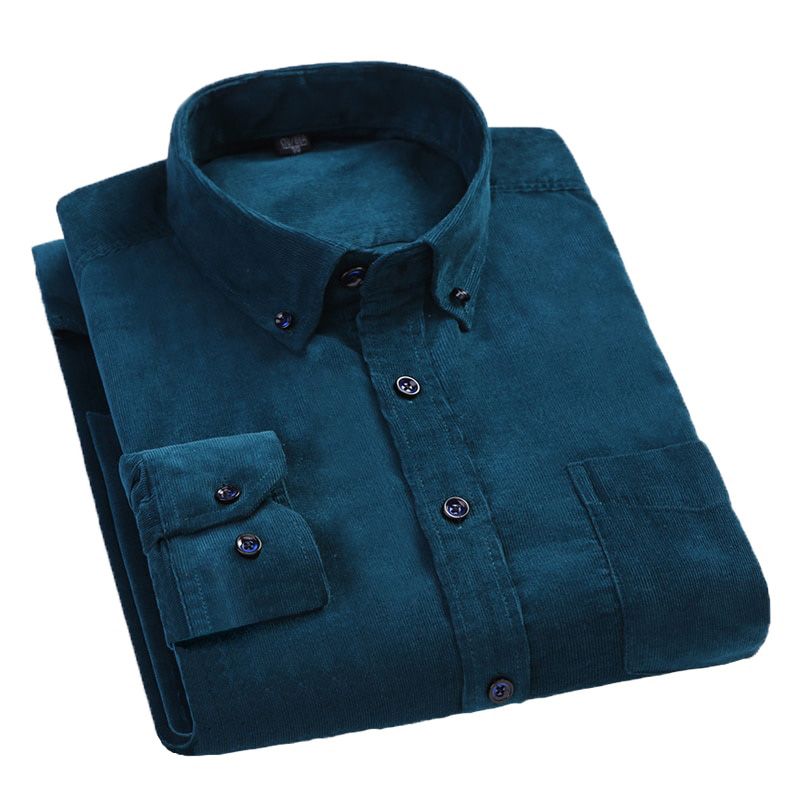 Aoliwen brand Men 2021 Spring Autumn Fashion Patchwork Shirts men Vintage Slim Fit Corduroy Shirt Male Casual Loose Shirt Cloth