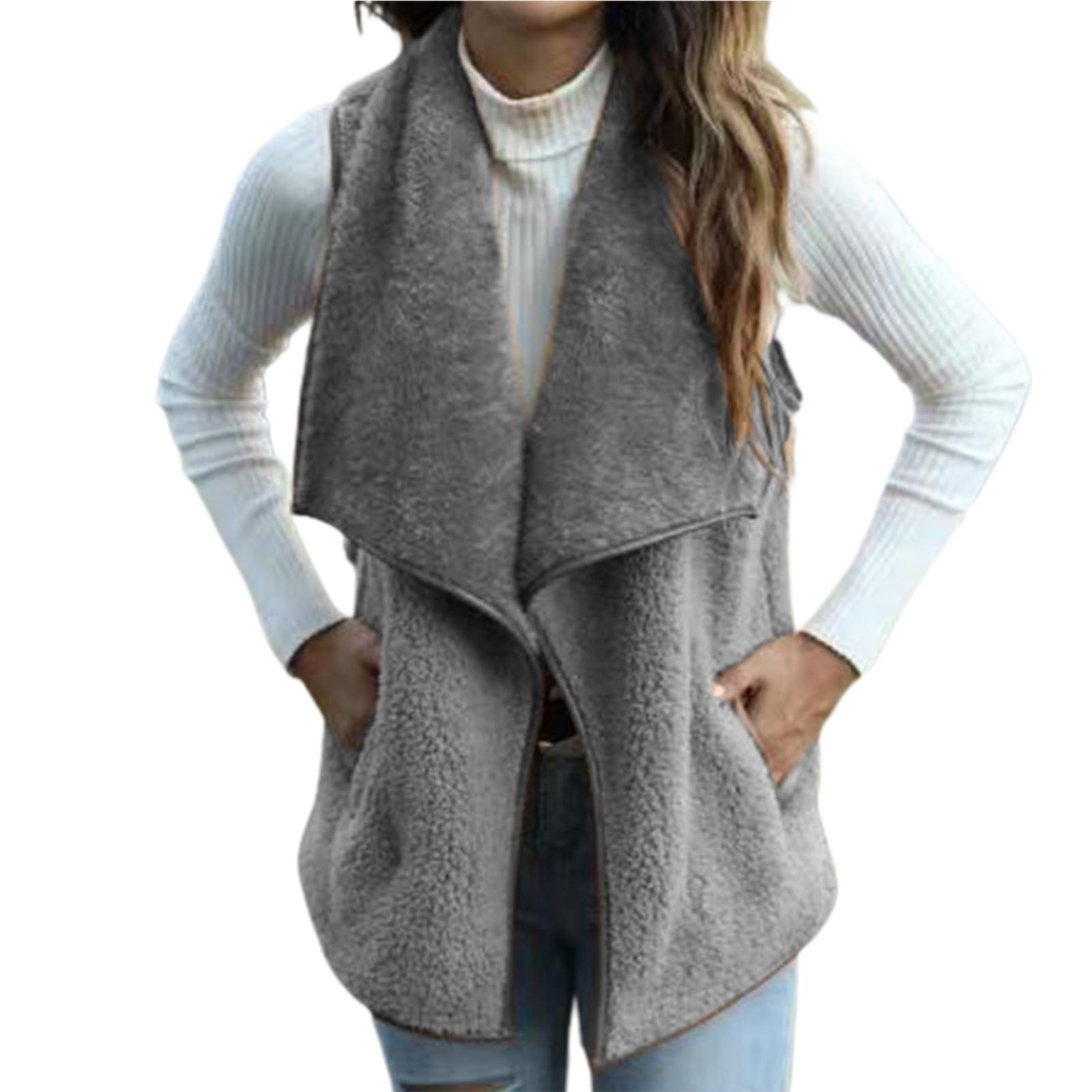 Women Waistcoat Pockets Skin-friendly Women Vest